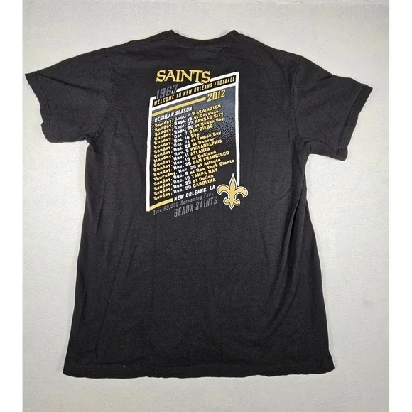 NFL Team Apparel New Orleans Saints 2012 Schedule T-Shirt Mens Large Black K917 - Picture 8 of 9